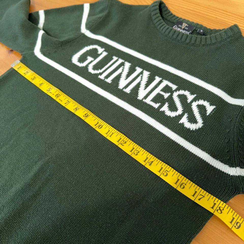 Suéter Guinness De Colección M Cuello Redondo Logo Hechizo Cerveza Irlandesa Tejido Pullover Verde Foto 4 de 4