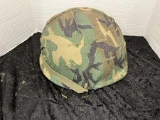 US Military M1 Helmet w/ Liner & Woodland Camouflage Cover – Vietnam Era Style