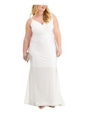 MORGAN & CO Womens Ivory Spaghetti Strap Fit + Flare Dress Plus 14W