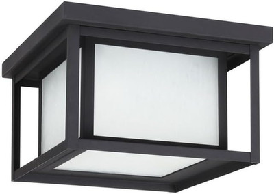 Hunnington Two-Light Outdoor Ceiling Flush Mount Light Fixture, Black Finish