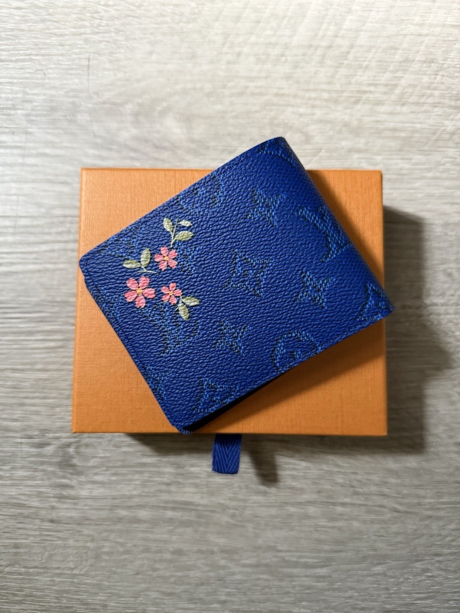 BRAND NEW LOUIS VUITTON X NIGO BLUE BI-FOLD SLENDER WALLET 100