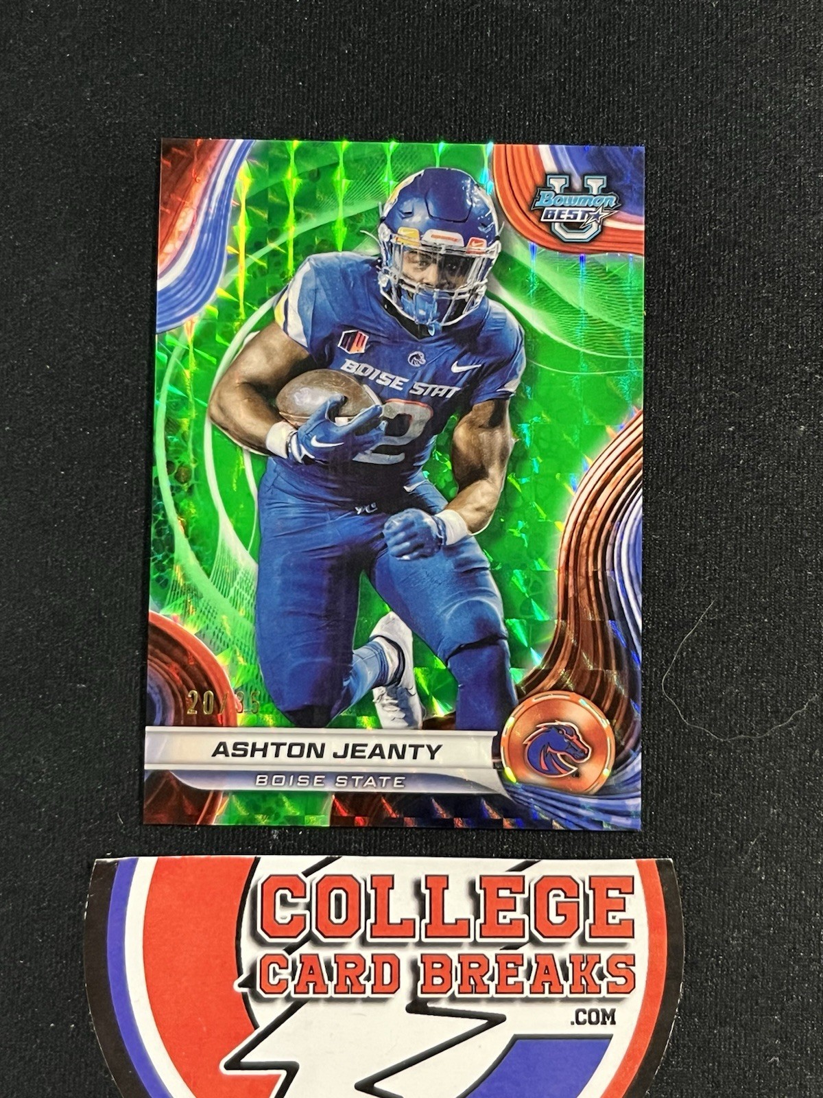 2024 ASHTON JEANTY /35 GREEN LIME GEOMETRIC BOWMAN U UNIVERSITY BEST CHROME #85