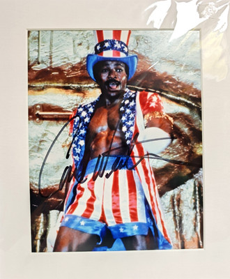 Carl Weathers Apollo Creed handsigniertes montiertes Autogramm ca. 12 x 18''