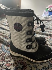 Totes Makenzie Tall Black White Snow Boots Girl's Size 2