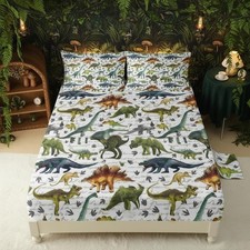 Dinosaur 4 Piece Kids Sheet Full Size,Jurassic Dinosaur Bedding Sheet Set,Boy...