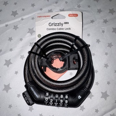Retrospec Grizzly Integrated Combo Cable Bike Lock 8 mm - Matte Black