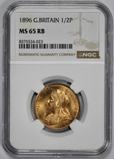 1896 Great Britain 1/2P Half Penny NGC MS 65 RB