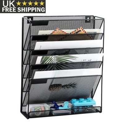 6 Tier Office Filing Trays Wall Mounted Desk Organiser Paper A4 ...