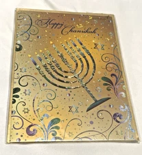 Papyrus Chanukah Greeting Card Large Ornate Menorah Candles New Sealed
