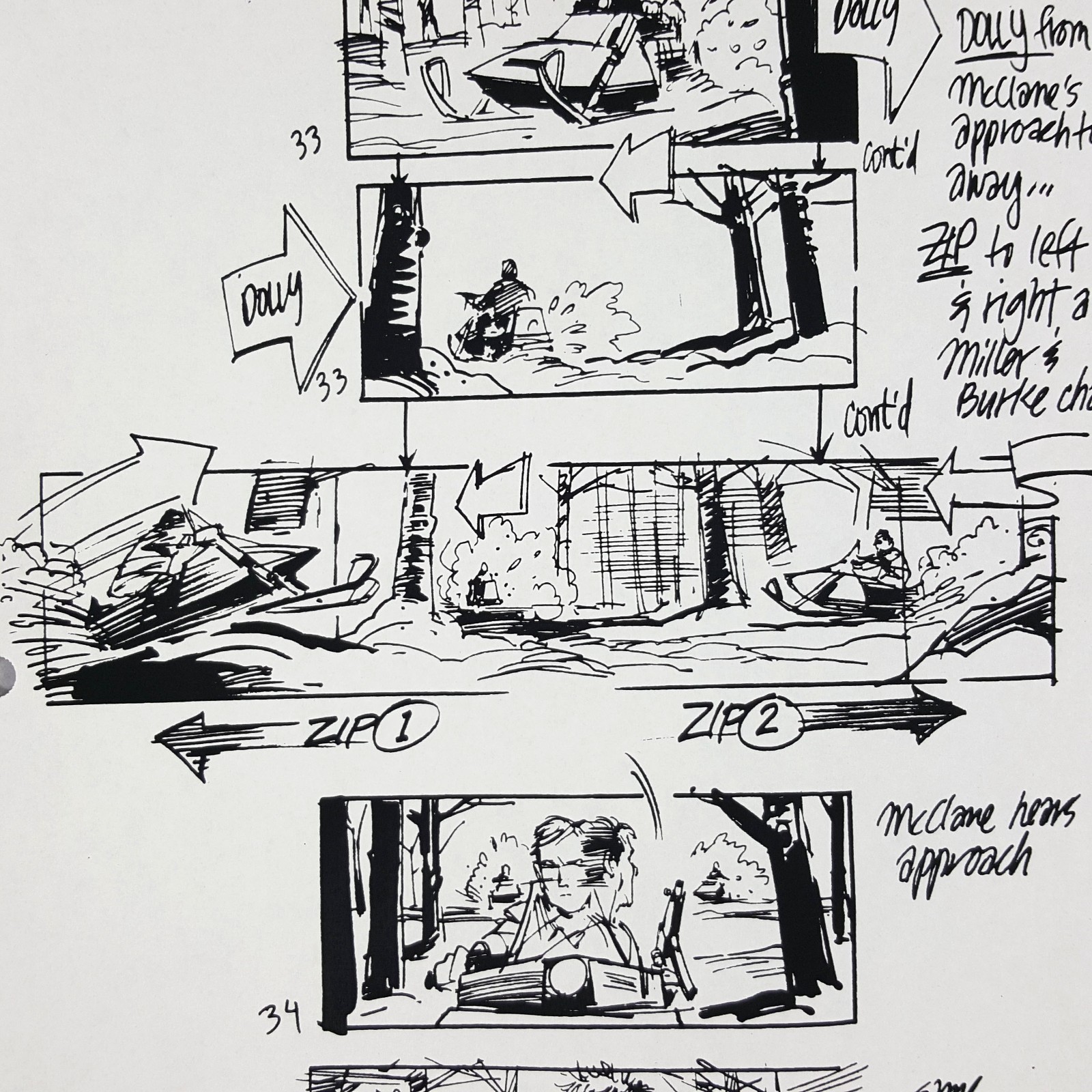 Image 5 of Die Hard 2 - Production Used Storyboard, Bruce Willis Snowmobile Chase, Prop 10