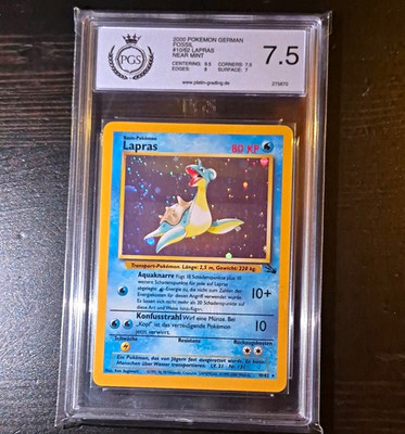 Pokémon Lapras Fossil 2000 Deutsch 10/62 Holo Rare, PGS 7,5, 80 KP