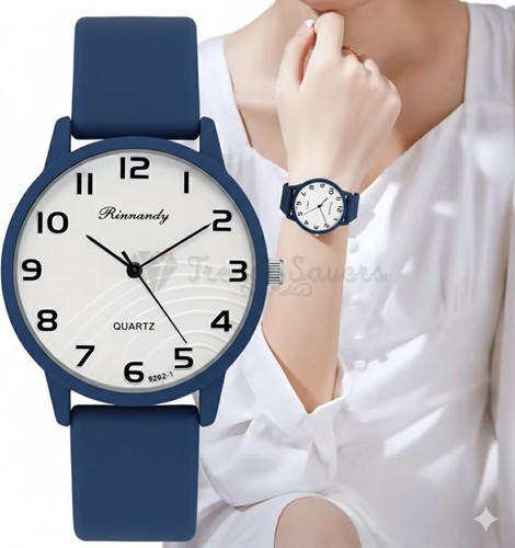 Women’s Quartz Watch Big Face Soft Silicone Strap Ladies
