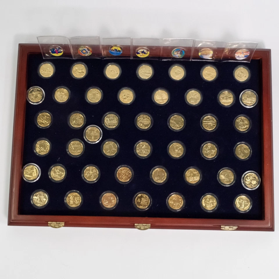 45 Statehood Quarter Dollars 24KT GOLD Layered Edition With 7 Colorized Quarters - Image 2 of 4