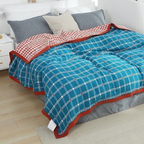 Home 6 Layers Tulle Cotton Bedding Blanket Simple Pure Cotton Adult Bedspread - Bild 18 von 19