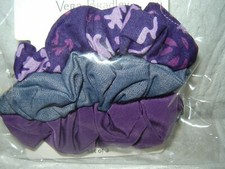Vera Bradley Set of 3 Scrunchies Hair Elastics Ponytail Tie Paisley Amethyst V20