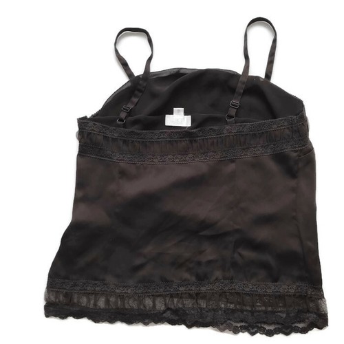 Ann Taylor Loft Sz 10 Brown Cami Lace Trim Womens Nightie Adjust Strap Lined - Picture 4 of 6