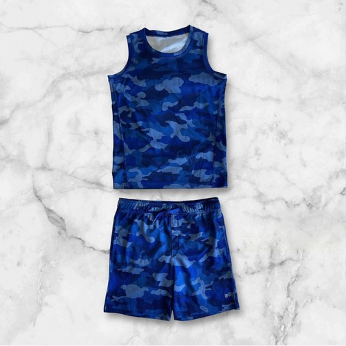 ID Ideology Boys Camo Deep Cobalt Blue Tank Top & Shorts Set Size 7 NWT