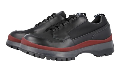 LUXUS PRADA SCHNUERSCHUHE 4E3358 SCHWARZ LEDER NEU 10,5 44,5 45