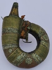 Rare collectible Ottoman Islamic Yemen Copper brass round shape powder flask