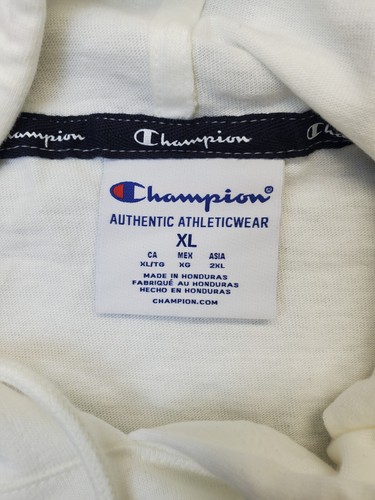 Champion Hoodie Men's XL White Cotton Athleticwear Long Sleeve Drawstring Logo - 第 7/13 張圖片