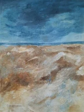 SHMUEL OVADIAHU, Large Oil on Canvas , Seashore Landscape, Signed, OBODOWSKY
