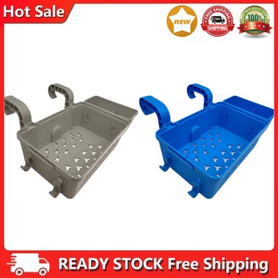 Poolside Hanging Storage Baskets with Cup Holders for Above Ground Pool (Grey)