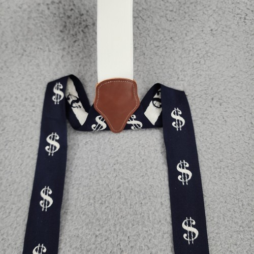 Trafalgar Navy Blue Suspenders With White Dollar Signs - Picture 14 of 15