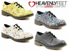 Ladies Lace Up Vegan Shoes Heavenly Feet Low Heel Casual Floral Comfort Stylish