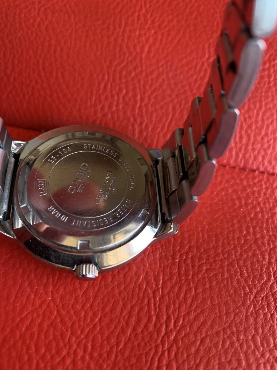 CASIO Edifice 1332 EF 104 Silver Tone Analog Date Men s New Battery Runs