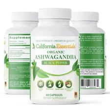 Ashwagandha & Black Pepper 1300mg, Adrenal Support Supplement, 180 Vegetable Cap