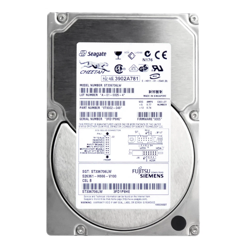 Hard Drive Fujitsu S26361-H666-V100 ST336706LW 36GB 10K 4MB SCSI U160 3.5 " Inch - Image 3 of 3
