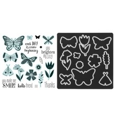 CTMH Smiles From The Garden Stamp Thin Cuts Z3967 Flower Butterfly Friend Thanks