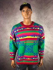 VTG Bianco Sweater Retro COOGI Style Knitted Multicolor Jumper Italy Size M