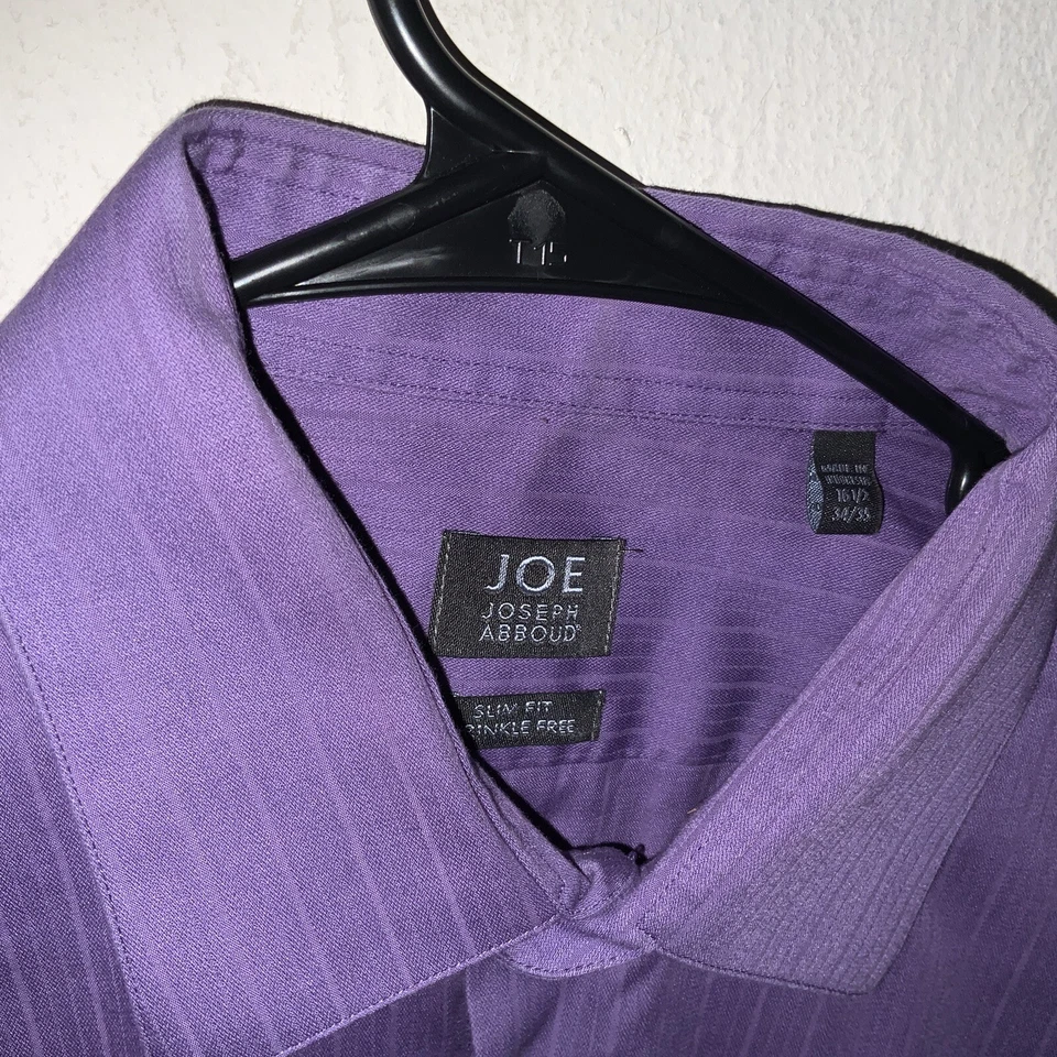 Camisa de vestir Joseph Abboud para hombre 16,5 34/35 calce ajustado sin arrugas - púrpura Foto 4 de 4