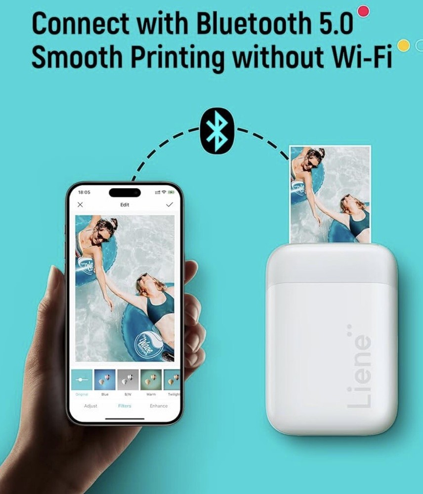 Liene 2x3 Portable Mini Instant Photo Printer in Mono White Color