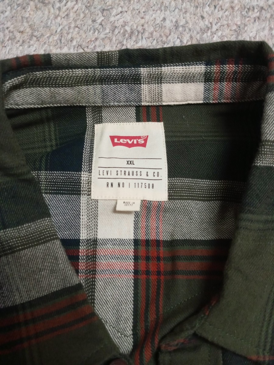 Levi Strauss Men's Long Sleeve Shirt RN 117508 Green/Orange Levi Strauss Men's Long Sleeve Shirt RN 117508 Green/Orange