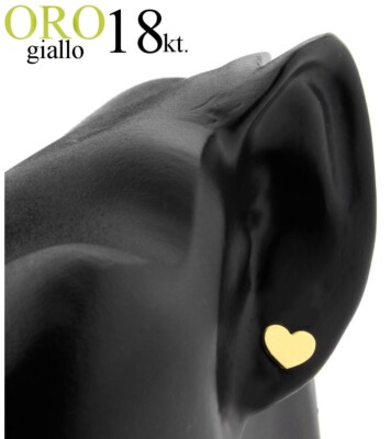 Orecchini A Cuore In Lastra Lucida, Placcato Oro 18kt, Regalo Anniversario