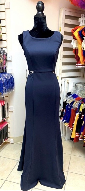 Size 10 Navy Illusion Waist Prom Homecoming Mom of Bride Formal Gown Dress NWT