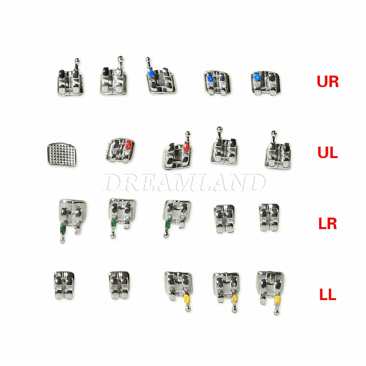 50 Brackets Orthodontiques Métal Mini MBT 0.22 Slot Avec Crochets 345 - Pour Appareil Dentaire - Neufs