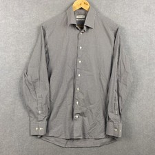 Calvin Klein Shirt Mens 40 Black White Pin Check Slim Fit Button Up Long Sleeve