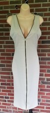 Womens Hanger Beige Nude Sleeveless Bodycon Zipper Dress Stretchy Size Medium