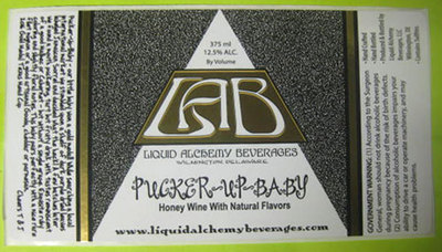 PUCKER UP BABY HONEY WINE Mead STICKER LABEL Liquid Alchemy, Wilmington DELAWARE