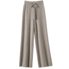 New Fall Winter Women's wool Blend Straight Pants Casual Thick Knit Trousers