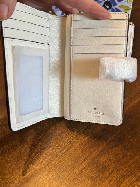 Kate Spade Madison Floral Festival Perforated Medium Compact Wallet Butterfly