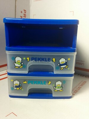 1997 SANRIO Hello Kitty PEKKLE Drawer Desk Top Plastic Chest - MISSING 1 DRAWER