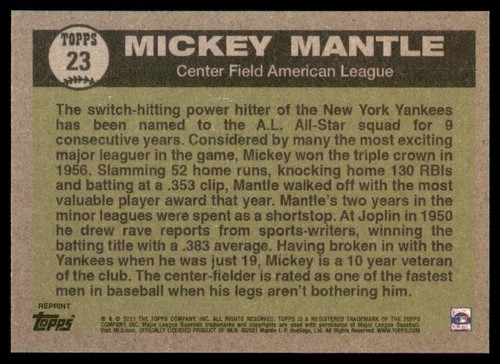 2021 Topps X Mickey Mantle singoli 1-50 (Scegli le tue carte) - Foto 33 di 101