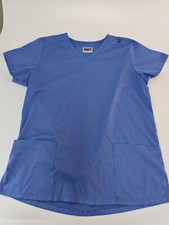 Strictly Scrubs Stretch Medical Scrub Medium Light Blue V Neck with 3 pockets 
