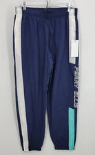Perry Ellis America Track Pants Mens Medium Blue Colorblock Spellout Joggers Y2K