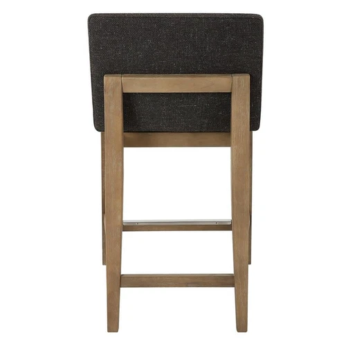 Uttermost Klemens 26" Farmhouse Fabric & Wood Counter Stool in Charcoal/Walnut - Picture 5 of 7
