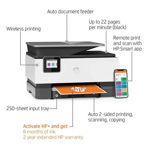 HP OfficeJet Pro 9015e Wireless Color All-in-One Printer (1G5L3A),Gray - Picture 3 of 6
